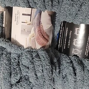 2 green sparkly chenille yarn